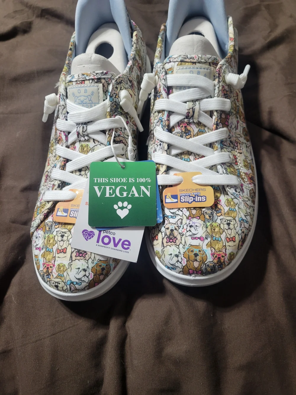 BOBS from Skechers Dog Print Slip-On Sneakers - White Multi - Picture 2 of 3